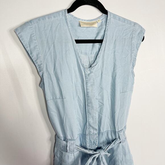 Reistor XSmall Blue Denim Evening Chai Jumpsuit Hidden Button Pockets Tencel - Picture 7 of 15
